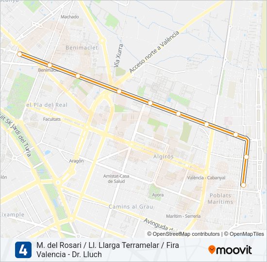 4 Metrovalencia Line Map