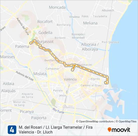 4 Metrovalencia Mapa de línia