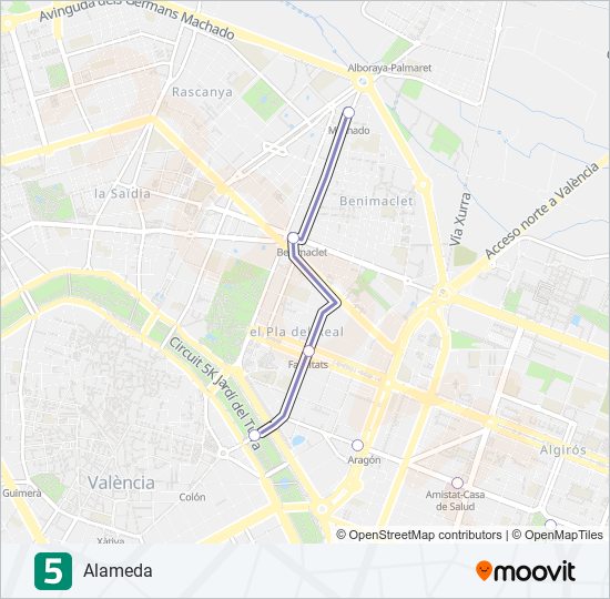 5 Metrovalencia Line Map