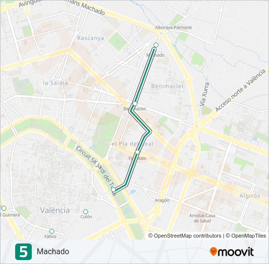 5 Metrovalencia Line Map
