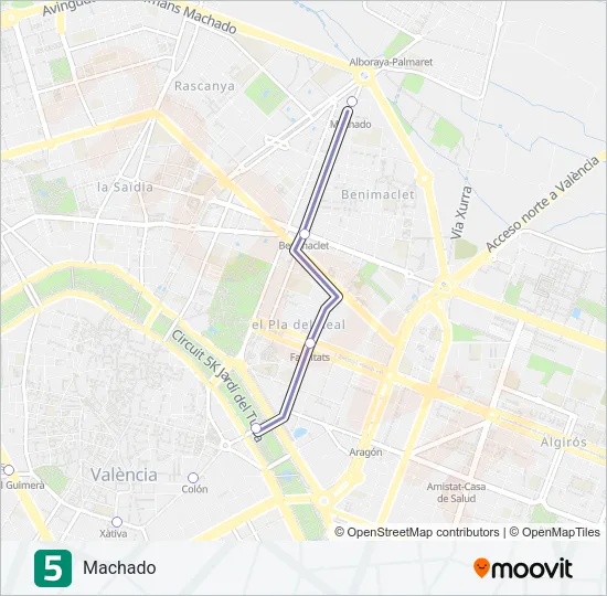 5 Metrovalencia Line Map