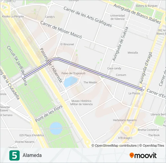 5 Metrovalencia Line Map
