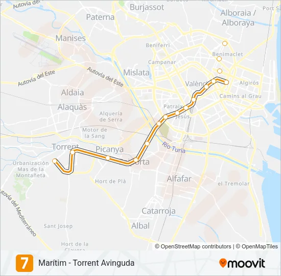 7 Metrovalencia Line Map