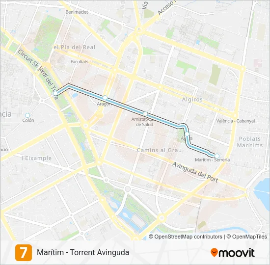 7 Metrovalencia Line Map