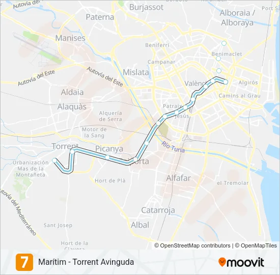 7 Metrovalencia Mapa de línia