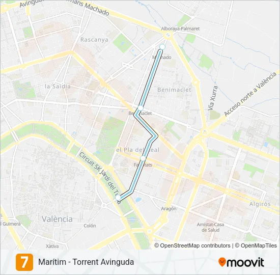 7 Metrovalencia Mapa de línia