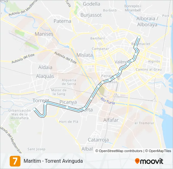 7 Metrovalencia Mapa de línia