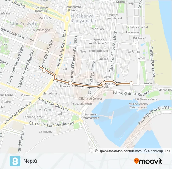 8 Metrovalencia Line Map