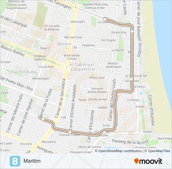 8 Metrovalencia Mapa de línia