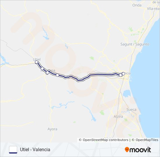 UTIEL - VALENCIA bus Line Map