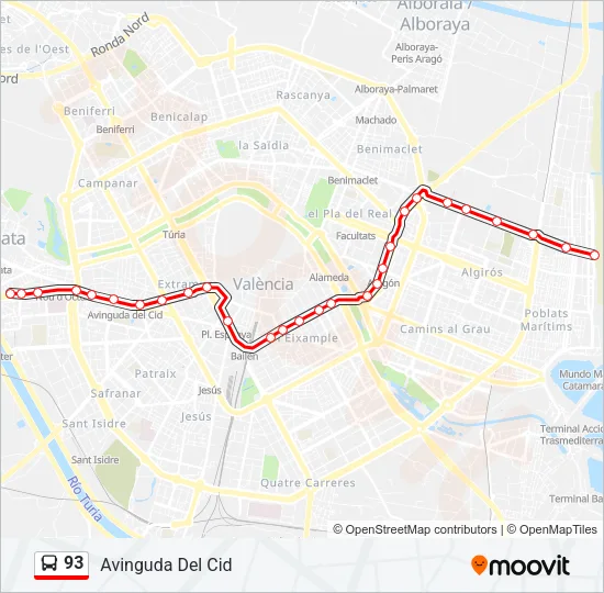 93 Bus Line Map