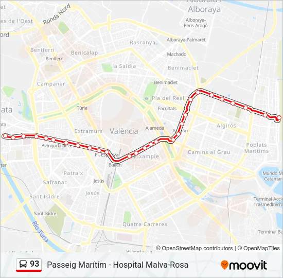 93 Bus Line Map