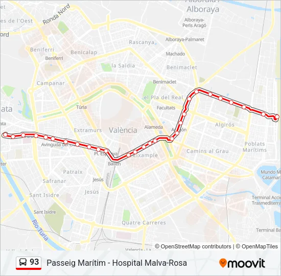 93 Bus Line Map