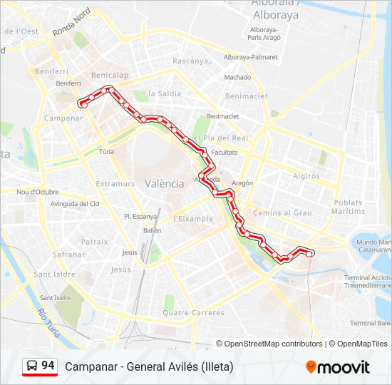 94 Bus Line Map