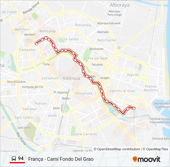 94 Bus Line Map