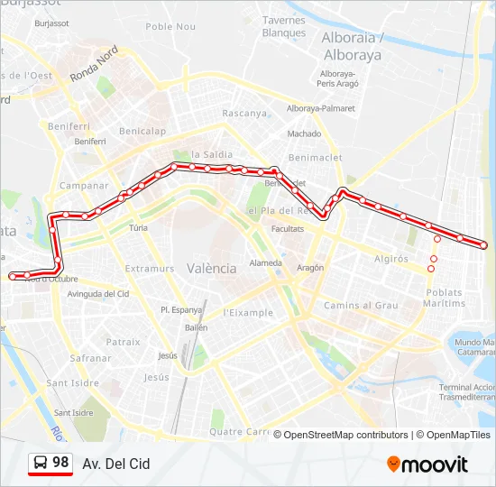 98 Bus Line Map