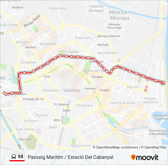 98 Bus Line Map