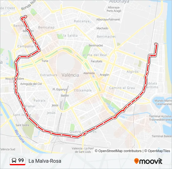 99 Bus Line Map