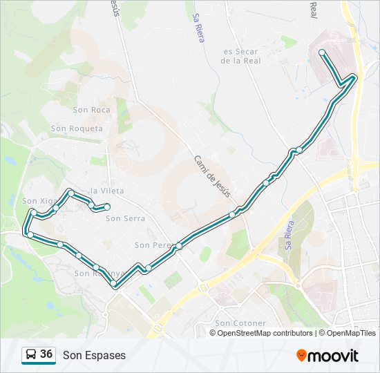 36 bus Line Map