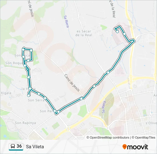 Mapa de 36 de autobús