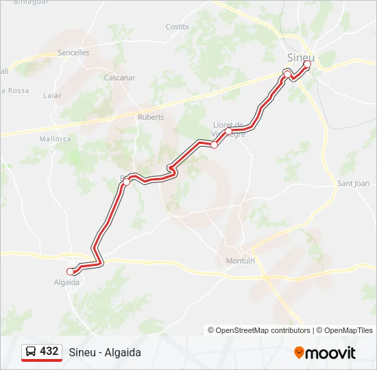 432 Bus Line Map