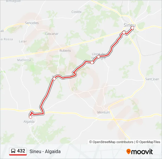432 Bus Line Map