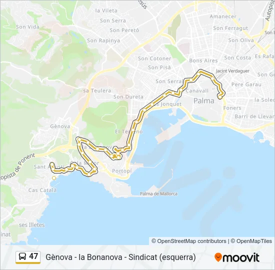 47 Bus Line Map