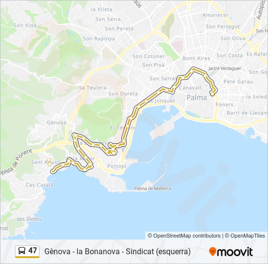 Mapa de 47 de autobús