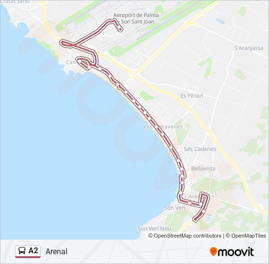 A2 bus Mapa de línia