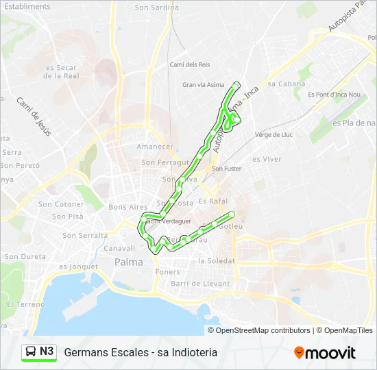 N3 Bus Line Map