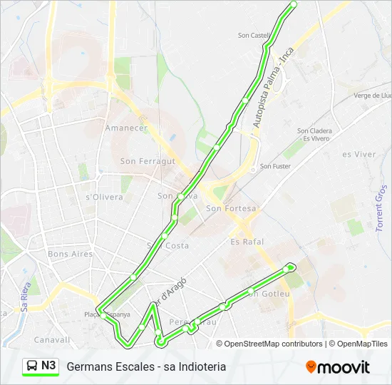 N3 Bus Line Map