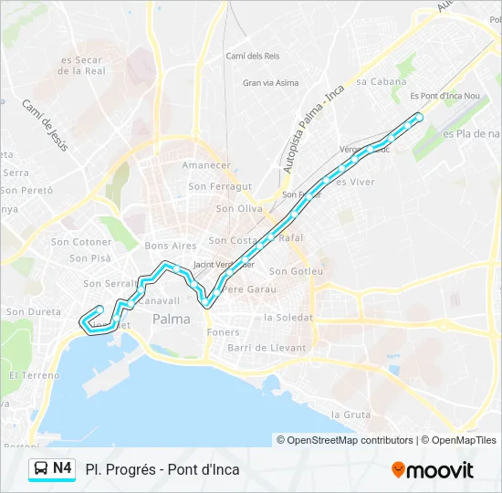 N4 Bus Line Map