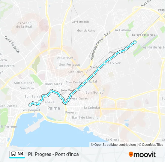N4 Bus Line Map