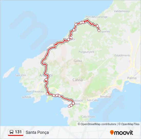 131 Bus Line Map