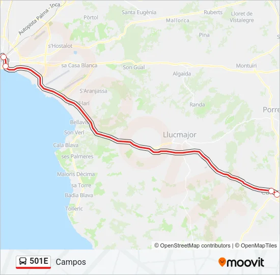 501E Bus Line Map