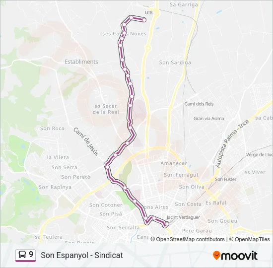 9 Bus Line Map