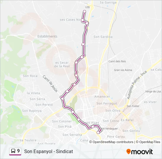 9 Bus Line Map