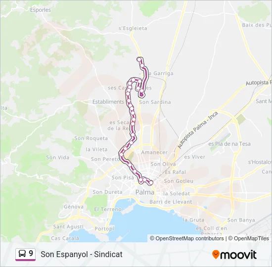 9 Bus Line Map