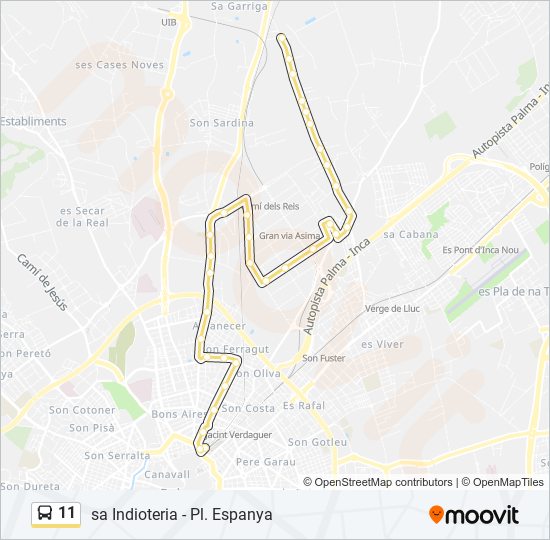 11 bus Mapa de línia