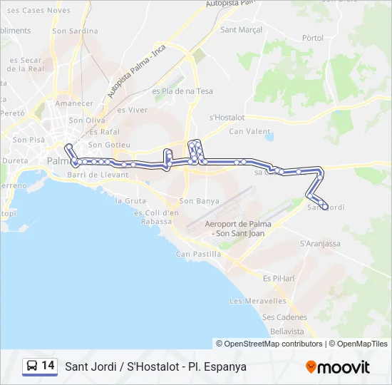 14 Bus Line Map