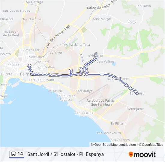 14 Bus Line Map