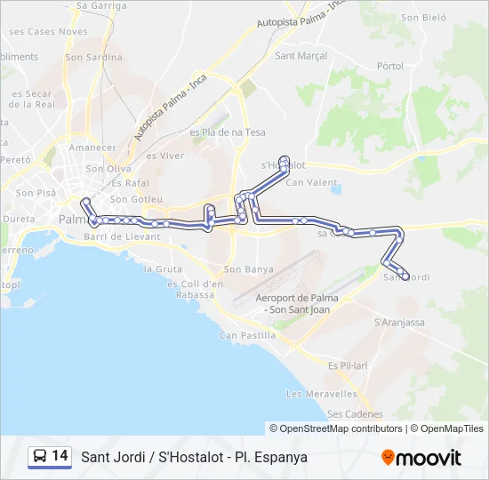 14 Bus Line Map