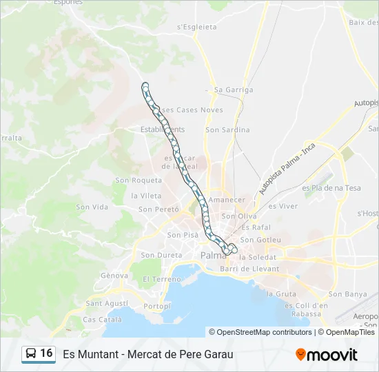 16 Bus Line Map