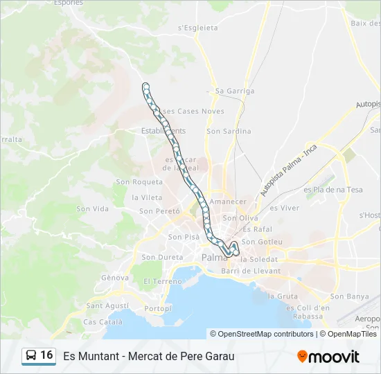 16 Bus Line Map