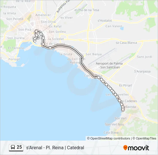 25 Bus Line Map
