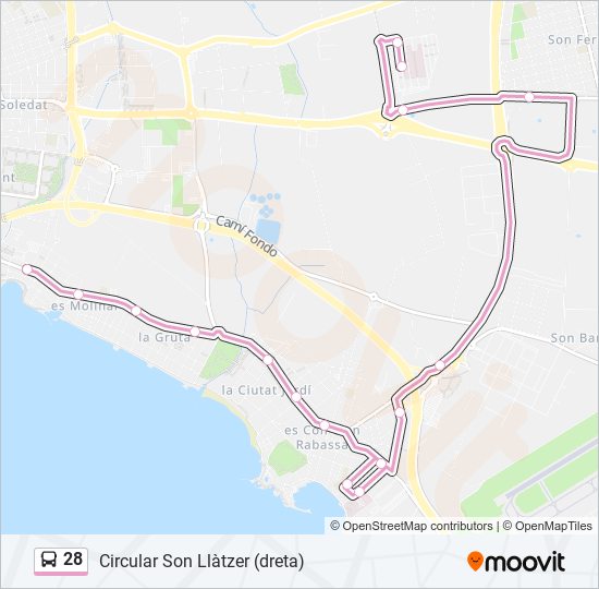 28 bus Mapa de línia