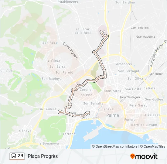 29 Bus Line Map
