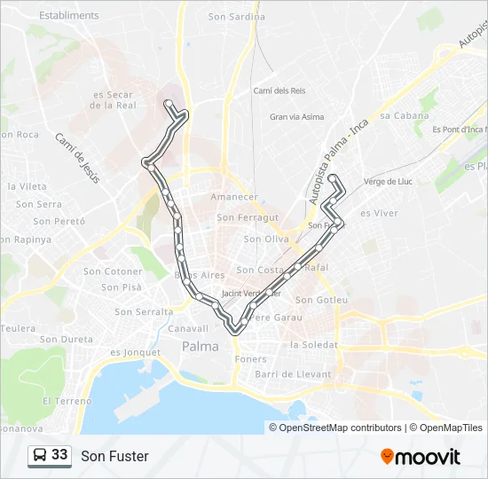 33 Bus Line Map