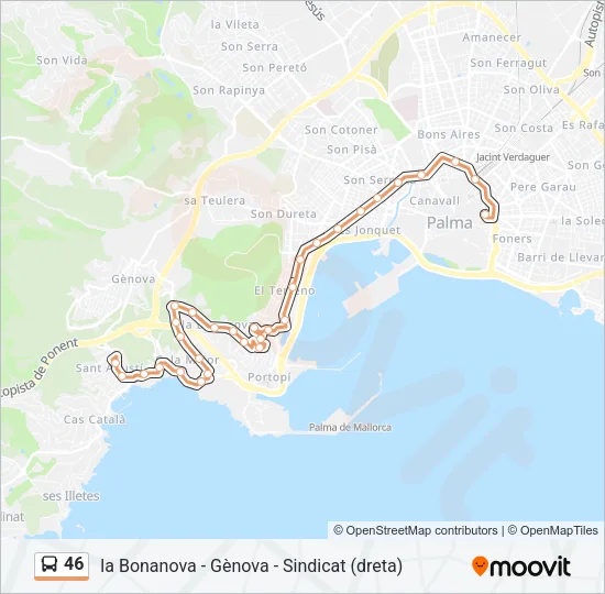 46 Bus Line Map