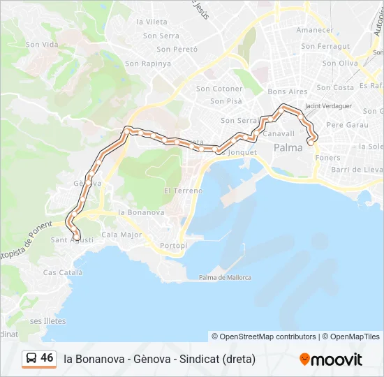 46 Bus Line Map